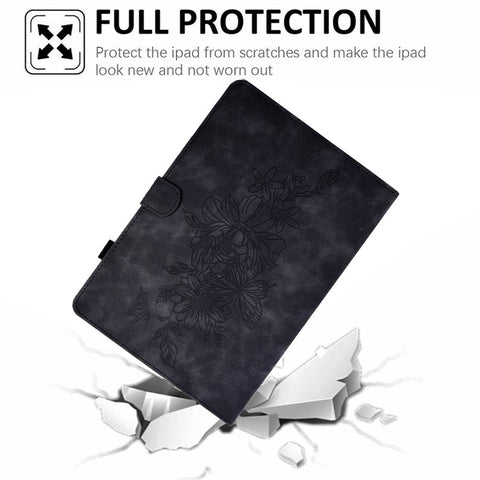 For Huawei Enjoy Tablet 2  /  MatePad T 10 9.7 inch  /  T 10S 10.1 inch  /  Honor Pad 6 10.1-inch  /  Pad X6 9.7 inch Butterfly Flower Pattern Imprinted Tablet Case PU Leather Stand Card Slot Cover