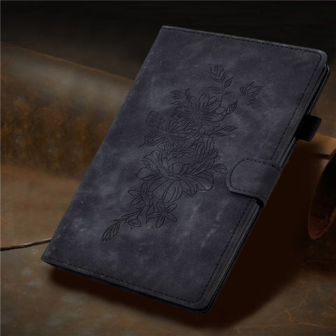 For Huawei Enjoy Tablet 2  /  MatePad T 10 9.7 inch  /  T 10S 10.1 inch  /  Honor Pad 6 10.1-inch  /  Pad X6 9.7 inch Butterfly Flower Pattern Imprinted Tablet Case PU Leather Stand Card Slot Cover