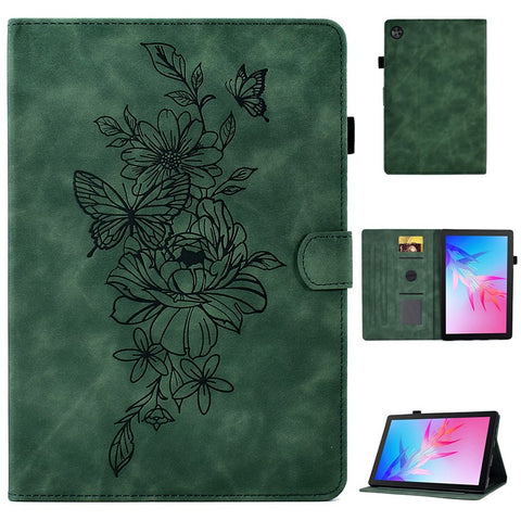 For Huawei Enjoy Tablet 2  /  MatePad T 10 9.7 inch  /  T 10S 10.1 inch  /  Honor Pad 6 10.1-inch  /  Pad X6 9.7 inch Butterfly Flower Pattern Imprinted Tablet Case PU Leather Stand Card Slot Cover