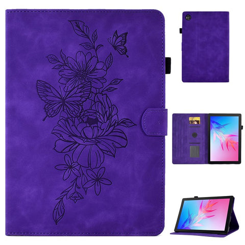 For Huawei Enjoy Tablet 2  /  MatePad T 10 9.7 inch  /  T 10S 10.1 inch  /  Honor Pad 6 10.1-inch  /  Pad X6 9.7 inch Butterfly Flower Pattern Imprinted Tablet Case PU Leather Stand Card Slot Cover