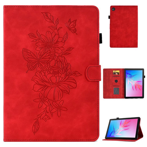 For Huawei Enjoy Tablet 2  /  MatePad T 10 9.7 inch  /  T 10S 10.1 inch  /  Honor Pad 6 10.1-inch  /  Pad X6 9.7 inch Butterfly Flower Pattern Imprinted Tablet Case PU Leather Stand Card Slot Cover