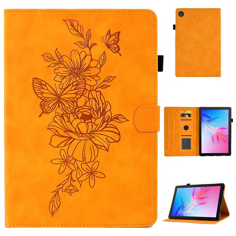 For Huawei Enjoy Tablet 2  /  MatePad T 10 9.7 inch  /  T 10S 10.1 inch  /  Honor Pad 6 10.1-inch  /  Pad X6 9.7 inch Butterfly Flower Pattern Imprinted Tablet Case PU Leather Stand Card Slot Cover
