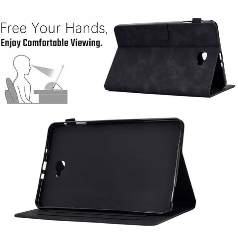 For Samsung Galaxy Tab A 10.1 (2016) T580 / T585 Shockproof Tablet Cover PU Leather Butterfly Flower Pattern Imprinted Protective Stand Case Card Holder