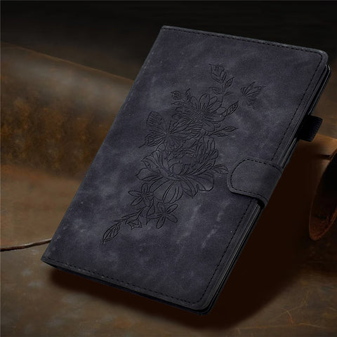 For Samsung Galaxy Tab A 10.1 (2016) T580 / T585 Shockproof Tablet Cover PU Leather Butterfly Flower Pattern Imprinted Protective Stand Case Card Holder