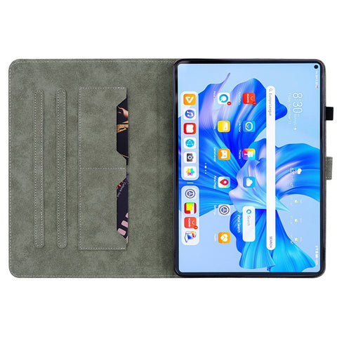 For Huawei MatePad Pro 11 (2022) PU Leather Stand Case Imprinted Cute Tiger Pattern Anti-drop Flip Tablet Cover with Card Holder