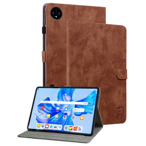 For Huawei MatePad Pro 11 (2022) PU Leather Stand Case Imprinted Cute Tiger Pattern Anti-drop Flip Tablet Cover with Card Holder