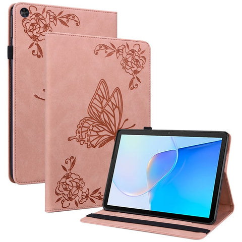 For Huawei MatePad SE 10.4 inch Flip Cover, Butterfly Flower Imprinted PU Leather Card Holder Stand Tablet Case with Pencil Holder
