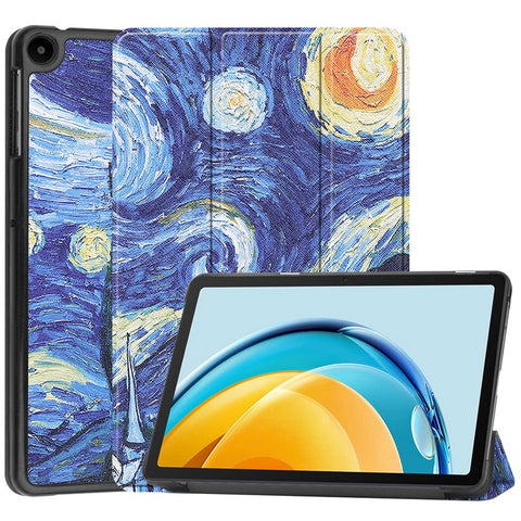 For Huawei MatePad SE 10.4-inch Trifold Stand Auto Sleep / Wake Tablet Cover Pattern Printing PU Leather Folio Anti-scratch Tablet Case
