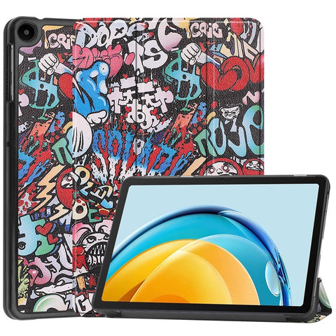 For Huawei MatePad SE 10.4-inch Trifold Stand Auto Sleep / Wake Tablet Cover Pattern Printing PU Leather Folio Anti-scratch Tablet Case