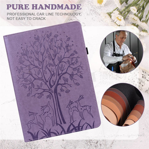 For Huawei MatePad SE 10.4-inch Shockproof Case Tree Deer Imprinted Stand Leather Cover with Card Slots