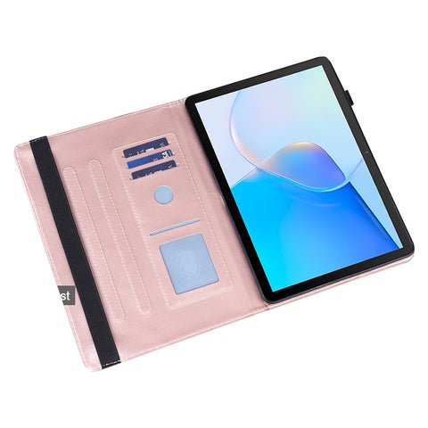 For Huawei MatePad SE 10.4-inch Flower Imprinting Tablet Cover Foldable Stand PU Leather Card Holder Drop-proof Case