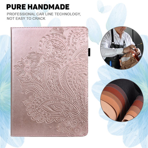For Huawei MatePad SE 10.4-inch Flower Imprinting Tablet Cover Foldable Stand PU Leather Card Holder Drop-proof Case