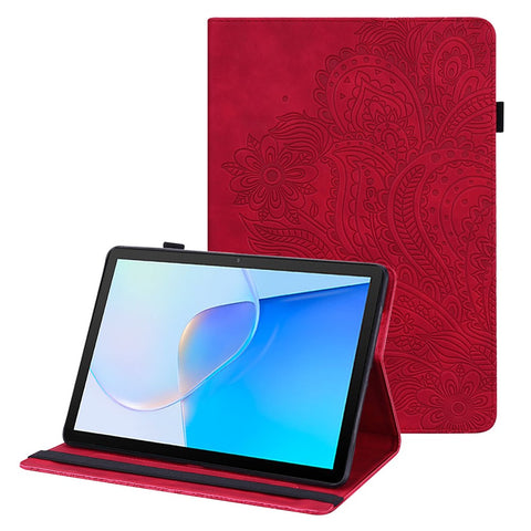 For Huawei MatePad SE 10.4-inch Flower Imprinting Tablet Cover Foldable Stand PU Leather Card Holder Drop-proof Case