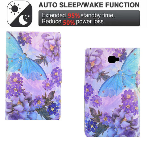 For Samsung Galaxy Tab A 10.1 (2016) T580 / T585 Leather Flip Cover Pattern Printed Tablet Case with Card Slots
