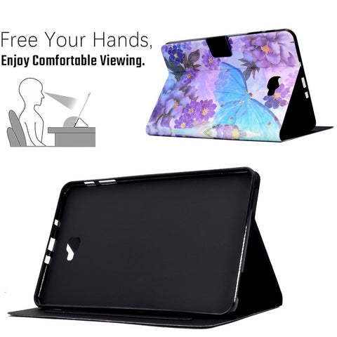 For Samsung Galaxy Tab A 10.1 (2016) T580 / T585 Leather Flip Cover Pattern Printed Tablet Case with Card Slots
