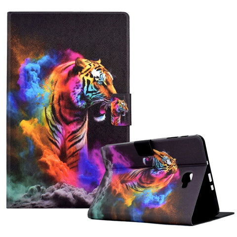For Samsung Galaxy Tab A 10.1 (2016) T580 / T585 Leather Flip Cover Pattern Printed Tablet Case with Card Slots