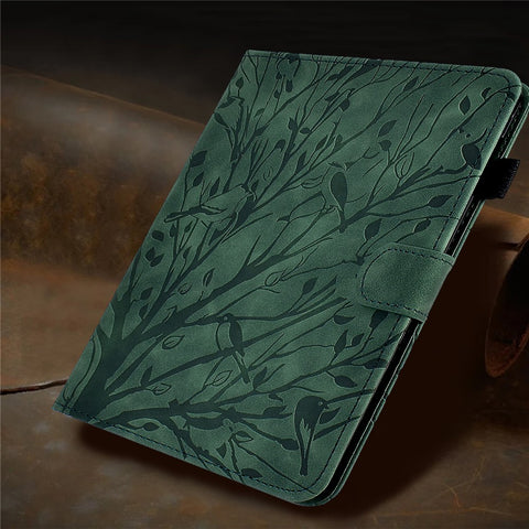 For Samsung Galaxy Tab A 10.1 (2016) T580 T585 PU Leather Tablet Stand Case Imprinted Tree Card Holder Cover