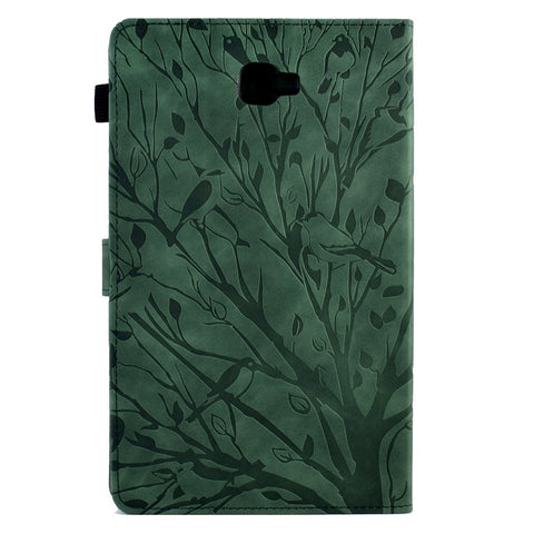 For Samsung Galaxy Tab A 10.1 (2016) T580 T585 PU Leather Tablet Stand Case Imprinted Tree Card Holder Cover