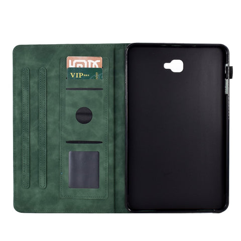 For Samsung Galaxy Tab A 10.1 (2016) T580 T585 PU Leather Tablet Stand Case Imprinted Tree Card Holder Cover
