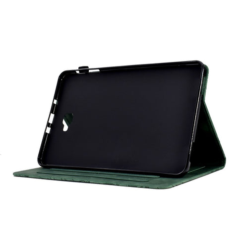 For Samsung Galaxy Tab A 10.1 (2016) T580 T585 PU Leather Tablet Stand Case Imprinted Tree Card Holder Cover