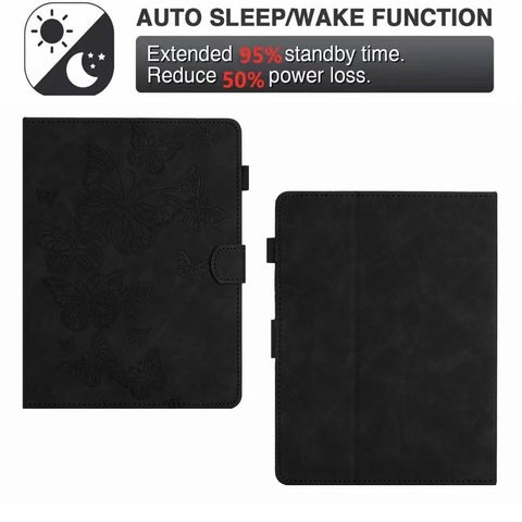 Butterfly Imprinted Stand Case for 10-inch Tablet, Card Holder PU Leather Tablet Cover