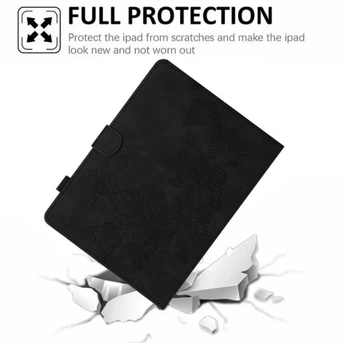 Butterfly Imprinted Stand Case for 10-inch Tablet, Card Holder PU Leather Tablet Cover
