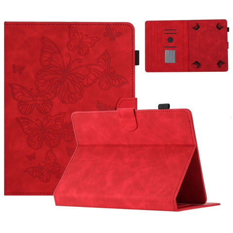 Butterfly Imprinted Stand Case for 10-inch Tablet, Card Holder PU Leather Tablet Cover