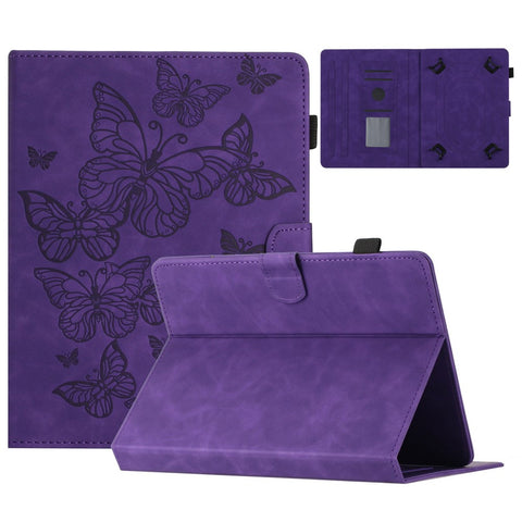 Butterfly Imprinted Stand Case for 10-inch Tablet, Card Holder PU Leather Tablet Cover