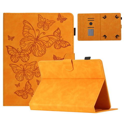 Butterfly Imprinted Stand Case for 10-inch Tablet, Card Holder PU Leather Tablet Cover