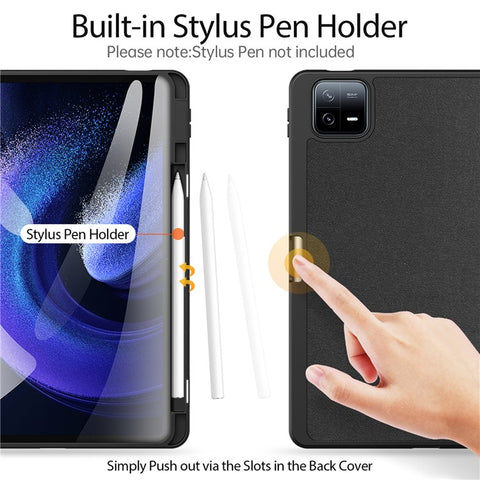 DUX DUCIS Domo Series for Xiaomi Pad 6 / Pad 6 Pro Tablet Case PU Leather Full-Body Tri-Fold Stand Folio Smart Cover