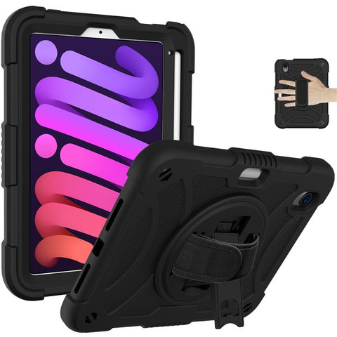 For iPad mini (2024) / mini (2021) Silicone+PC Protective Cover Rotating Kickstand Shockproof Tablet Case with Pencil Holder