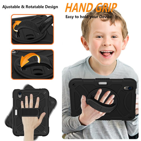 For iPad mini (2024) / mini (2021) Silicone+PC Protective Cover Rotating Kickstand Shockproof Tablet Case with Pencil Holder