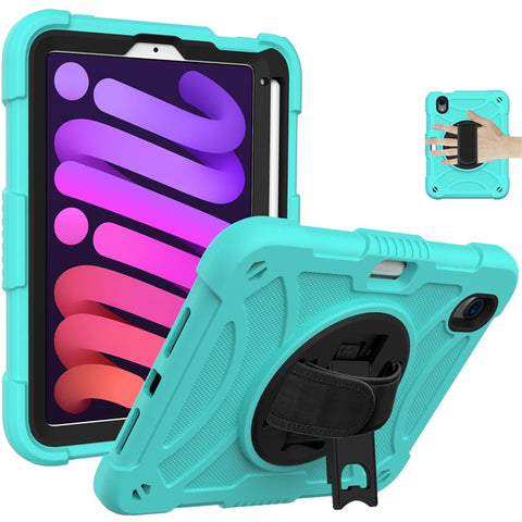 For iPad mini (2024) / mini (2021) Silicone+PC Protective Cover Rotating Kickstand Shockproof Tablet Case with Pencil Holder