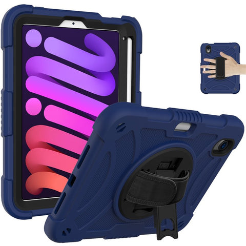 For iPad mini (2024) / mini (2021) Silicone+PC Protective Cover Rotating Kickstand Shockproof Tablet Case with Pencil Holder