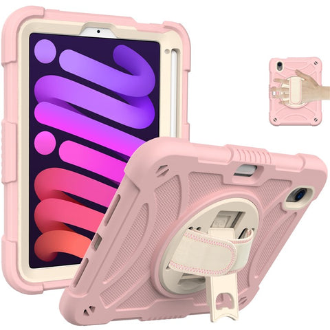 For iPad mini (2024) / mini (2021) Silicone+PC Protective Cover Rotating Kickstand Shockproof Tablet Case with Pencil Holder