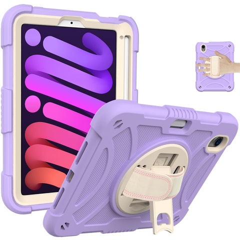 For iPad mini (2024) / mini (2021) Silicone+PC Protective Cover Rotating Kickstand Shockproof Tablet Case with Pencil Holder