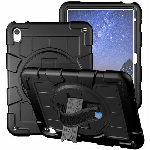 For iPad (2025) / 10.9 (2022) TPU+PC Tablet Case Rotating Hand Strap Kickstand Cover with Shoulder Strap