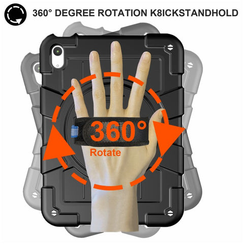 For iPad (2025) / 10.9 (2022) TPU+PC Tablet Case Rotating Hand Strap Kickstand Cover with Shoulder Strap