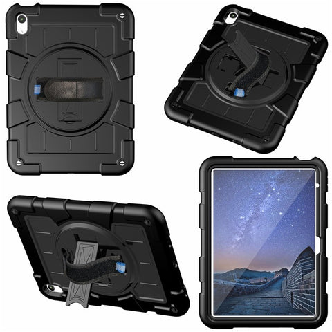For iPad (2025) / 10.9 (2022) TPU+PC Tablet Case Rotating Hand Strap Kickstand Cover with Shoulder Strap