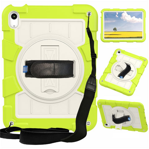 For iPad (2025) / 10.9 (2022) TPU+PC Tablet Case Rotating Hand Strap Kickstand Cover with Shoulder Strap