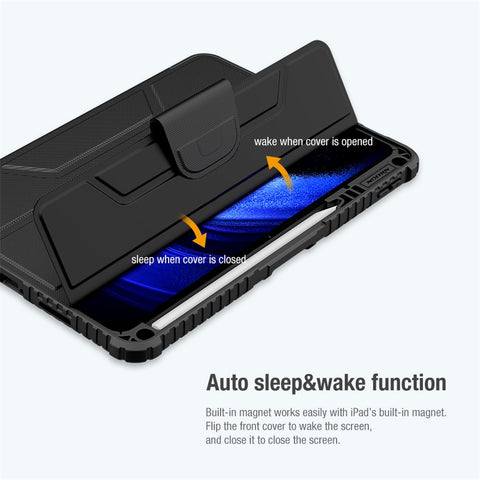 NILLKIN Bumper Leather Case Pro for Xiaomi Pad 6 / Pad 6 Pro Slide Camera Cover PU Leather Trifold Stand Tablet Case with Auto Wake / Sleep