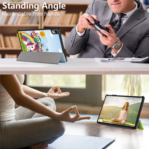For Huawei MatePad 11 (2023) Tri-fold Stand Tablet Case Pattern Printing PU Leather Cover with Auto Wake / Sleep
