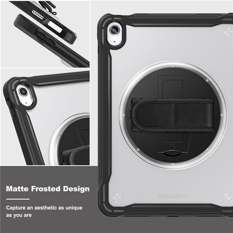 Kickstand Tablet Case for iPad (2025) / 10.9 (2022) Rotary Hand Strap TPU+PC Tablet Cover