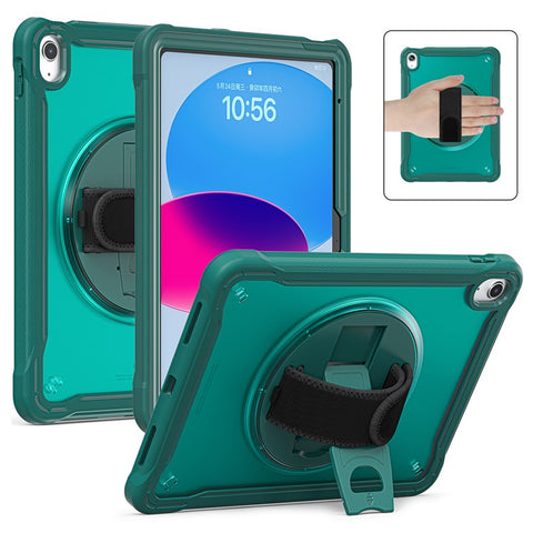 Kickstand Tablet Case for iPad (2025) / 10.9 (2022) Rotary Hand Strap TPU+PC Tablet Cover