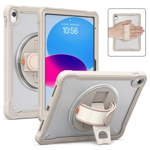 Kickstand Tablet Case for iPad (2025) / 10.9 (2022) Rotary Hand Strap TPU+PC Tablet Cover