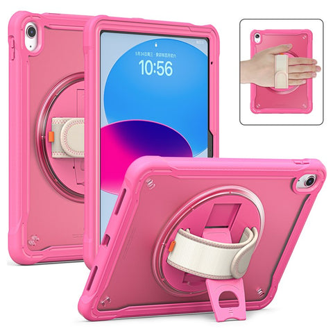 Kickstand Tablet Case for iPad (2025) / 10.9 (2022) Rotary Hand Strap TPU+PC Tablet Cover