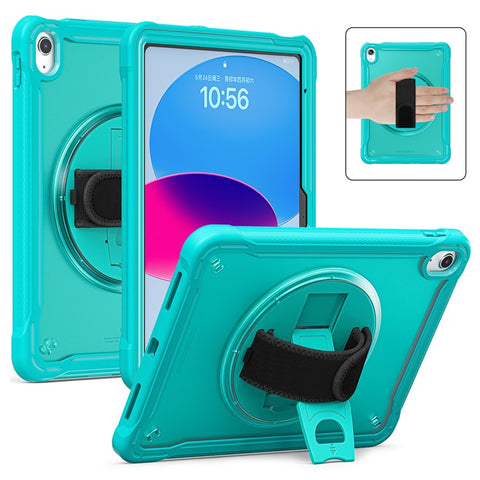 Kickstand Tablet Case for iPad (2025) / 10.9 (2022) Rotary Hand Strap TPU+PC Tablet Cover