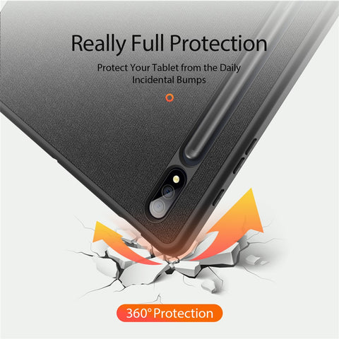 DUX DUCIS Domo Series for Samsung Galaxy Tab S9+ Tablet Case PU Leather Tri-Fold Stand Folio Cover