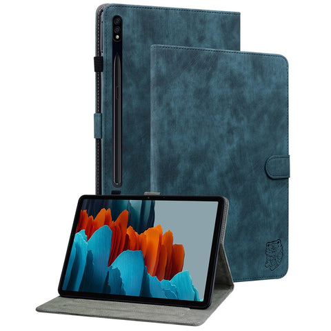 For Samsung Galaxy Tab S10 FE / S9 FE / S9 Stand Folio Tablet Case PU Leather Cute Tiger Pattern Cover with Card Holder