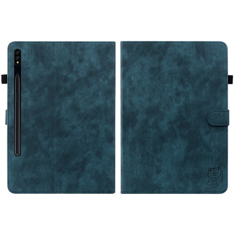 For Samsung Galaxy Tab S10 FE / S9 FE / S9 Stand Folio Tablet Case PU Leather Cute Tiger Pattern Cover with Card Holder